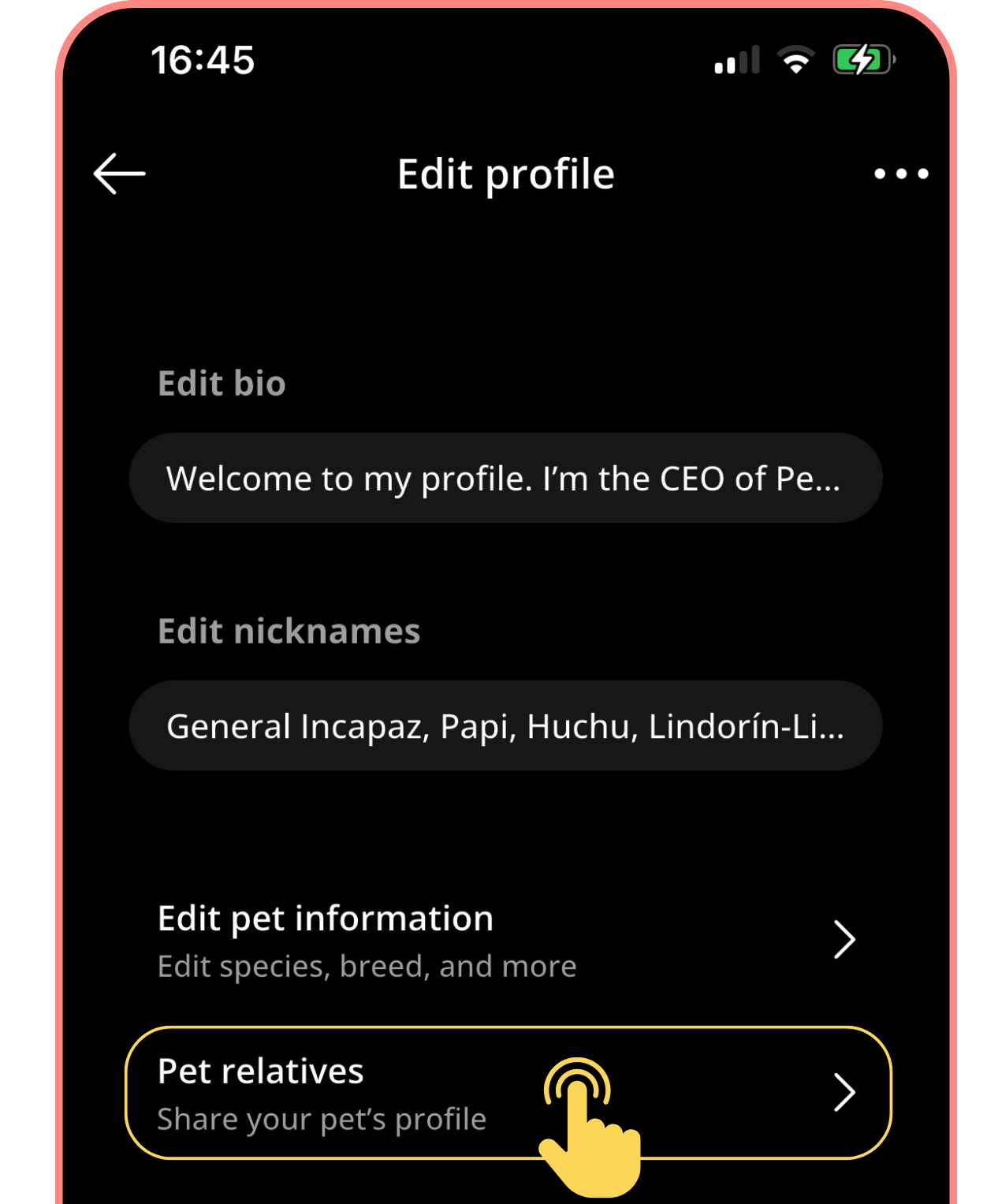 Step 4: Scroll to Pet Relatives
